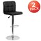 Emma and Oliver 2 Pack Contemporary Quilted Vinyl Adjustable Height Barstool with Chrome Base
